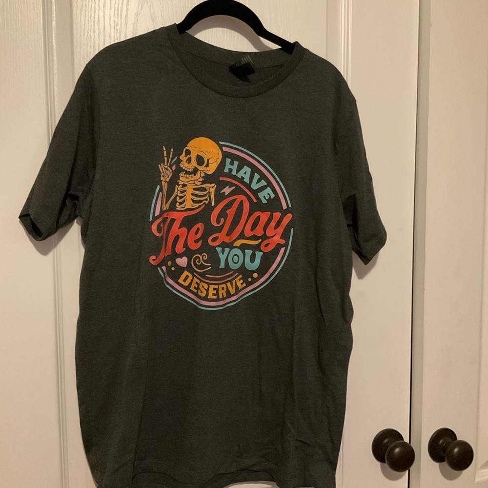 Dark Tee with Skeleton Graphic